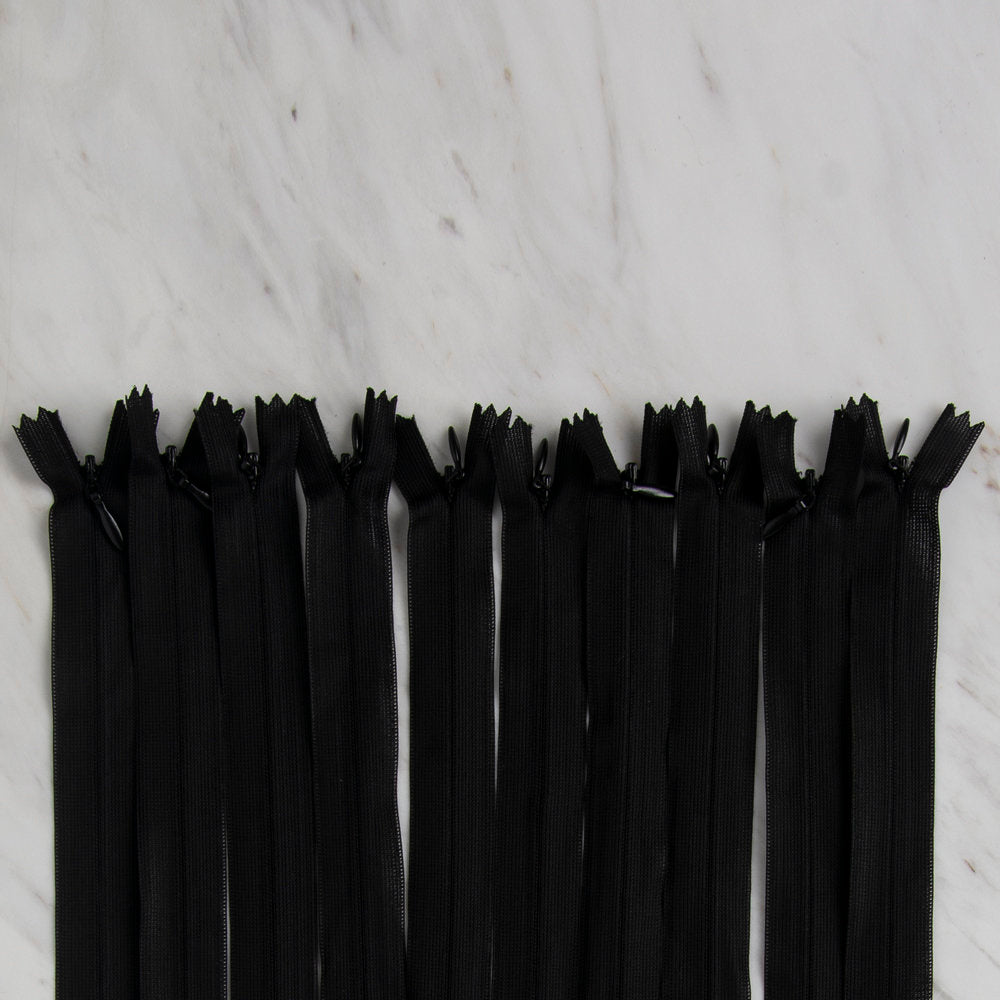 Loren 10 adet 30 Cm Siyah Gizli Dipli Naylon Fermuar